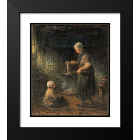 The Pancakes Black Modern Wood Framed Art Print with Double Matting by Israels, Jozef