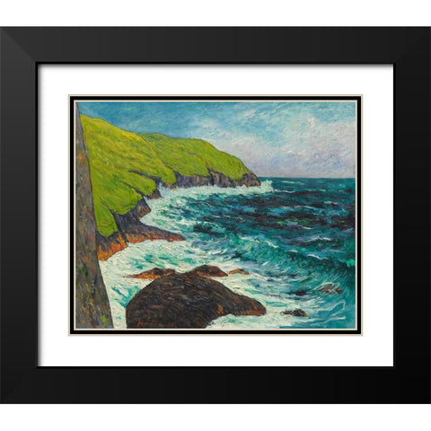 The Cliffs at Beg-ar-Fry, Saint-Jean-du-Doigt Black Modern Wood Framed Art Print with Double Matting by Maufra, Maxime