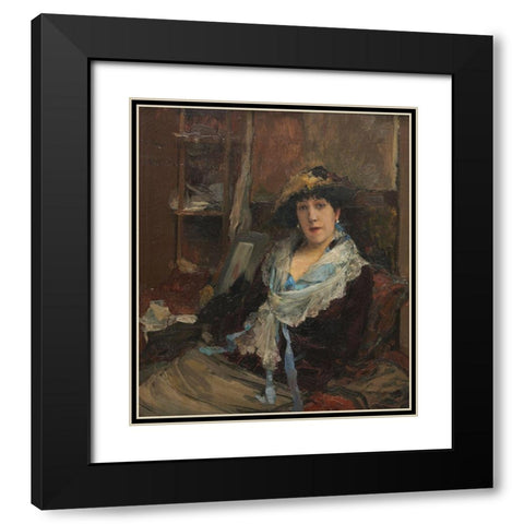 Marie Samary of the Odeon Theater Black Modern Wood Framed Art Print with Double Matting by Bastien-Lepage, Jules