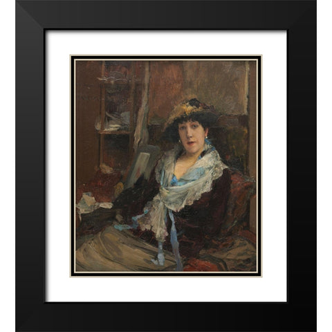 Marie Samary of the Odeon Theater Black Modern Wood Framed Art Print with Double Matting by Bastien-Lepage, Jules