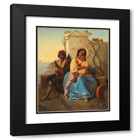 Italian Scene Black Modern Wood Framed Art Print with Double Matting by Robert, After Leopold
