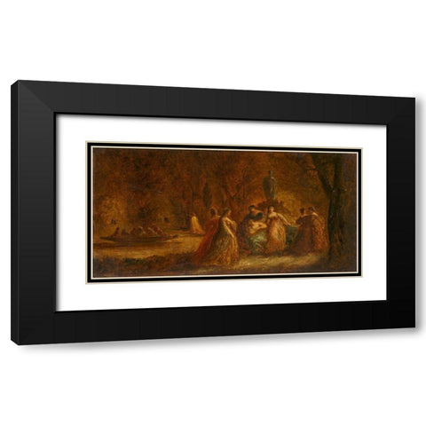A Woodland Fete Black Modern Wood Framed Art Print with Double Matting by Monticelli, Adolphe