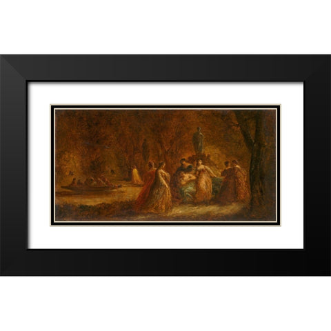 A Woodland Fete Black Modern Wood Framed Art Print with Double Matting by Monticelli, Adolphe