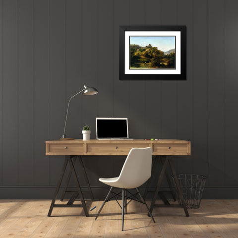 Chateauvieux-sur-Suran Black Modern Wood Framed Art Print with Double Matting by Ponthus-Cinier, Antoine-Claude