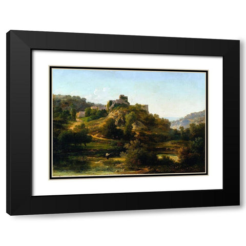 Chateauvieux-sur-Suran Black Modern Wood Framed Art Print with Double Matting by Ponthus-Cinier, Antoine-Claude