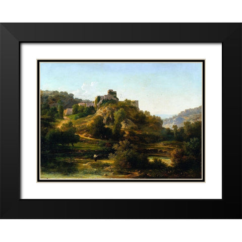 Chateauvieux-sur-Suran Black Modern Wood Framed Art Print with Double Matting by Ponthus-Cinier, Antoine-Claude