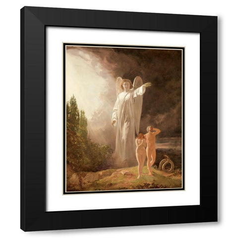 Expulsion of Adam and Eve Black Modern Wood Framed Art Print with Double Matting by Faed, John