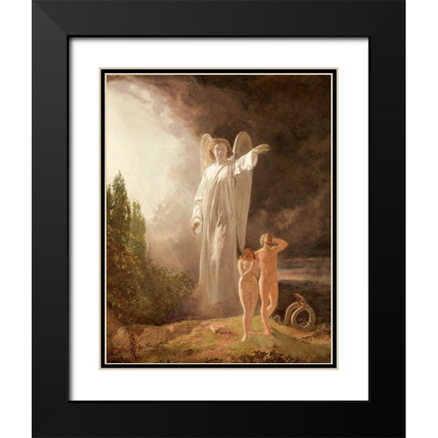 Expulsion of Adam and Eve Black Modern Wood Framed Art Print with Double Matting by Faed, John