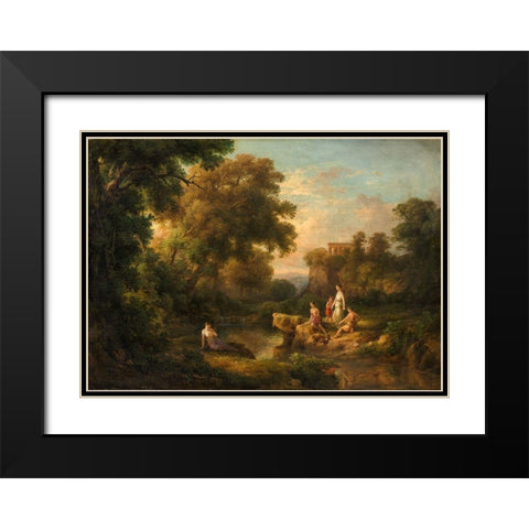 Diana and Her Nymphs Black Modern Wood Framed Art Print with Double Matting by Marko, Karoly