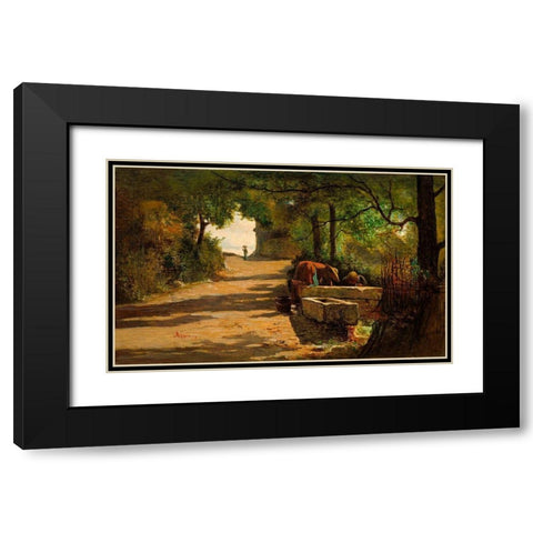 Well at the Side of a Road Black Modern Wood Framed Art Print with Double Matting by Appian, Adolphe