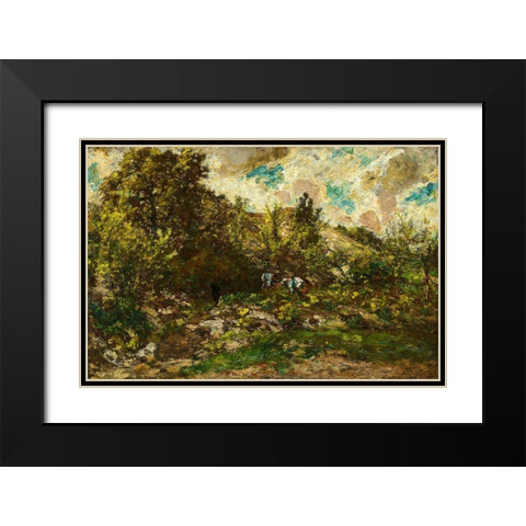 Autumn Black Modern Wood Framed Art Print with Double Matting by Monticelli, Adolphe