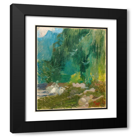 The Siesta Black Modern Wood Framed Art Print with Double Matting by Besnard, Albert