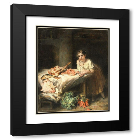 The Bourgeois Kitchen Black Modern Wood Framed Art Print with Double Matting by Tassaert, Octave