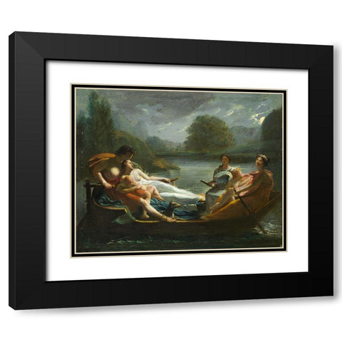 The Dream of Happiness Black Modern Wood Framed Art Print with Double Matting by Prud''hon, After Pierre-Paul
