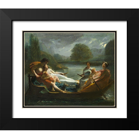 The Dream of Happiness Black Modern Wood Framed Art Print with Double Matting by Prud''hon, After Pierre-Paul
