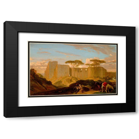 The Good Samaritan Black Modern Wood Framed Art Print with Double Matting by Decamps, Alexandre-Gabriel