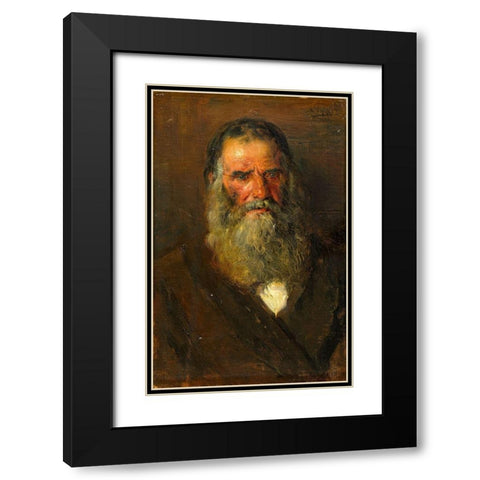Study of the Head of an Old Man Black Modern Wood Framed Art Print with Double Matting by Makovskij, Vladimir Egorovic