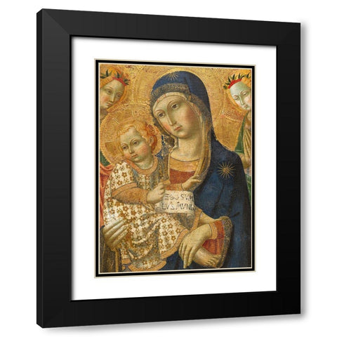 Virgin and Child Enthroned Black Modern Wood Framed Art Print with Double Matting by Italy 19th Century