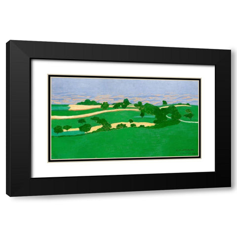 Corn Fields Black Modern Wood Framed Art Print with Double Matting by Vallotton, Felix