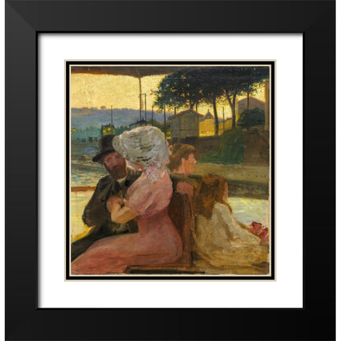 On the River Black Modern Wood Framed Art Print with Double Matting by Cross, Henri-Edmond