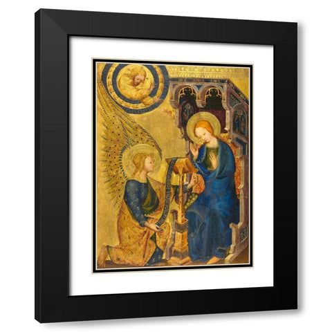 The Annunciation Black Modern Wood Framed Art Print with Double Matting by France 14th Century