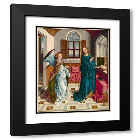 The Annunciation Black Modern Wood Framed Art Print with Double Matting by Bouts, Albert