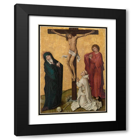 The Crucifixion with a Carthusian Monk Black Modern Wood Framed Art Print with Double Matting by van der Weyden, Roger
