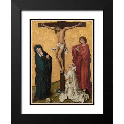 The Crucifixion with a Carthusian Monk Black Modern Wood Framed Art Print with Double Matting by van der Weyden, Roger
