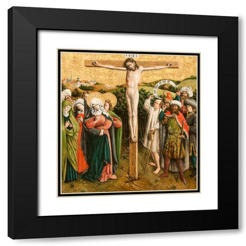 Altarpiece with The Passion of Christ Black Modern Wood Framed Art Print with Double Matting by Schlagl Altarpiece