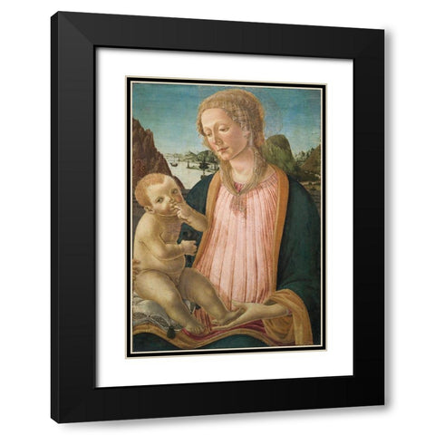 Madonna and Child Black Modern Wood Framed Art Print with Double Matting by Botticini, Francesco