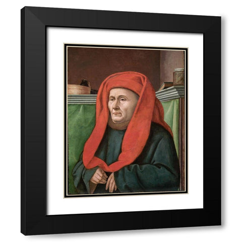 Portrait of a Man Black Modern Wood Framed Art Print with Double Matting by France 15th Century