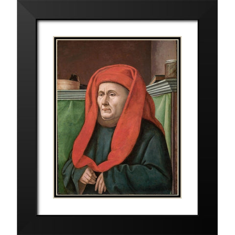 Portrait of a Man Black Modern Wood Framed Art Print with Double Matting by France 15th Century
