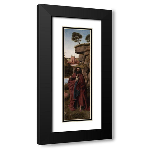 Saint John the Baptist in a Landscape Black Modern Wood Framed Art Print with Double Matting by Christus, Petrus