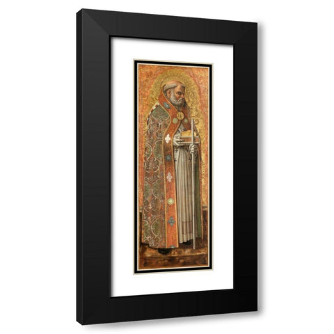 Saint Nicholas of Bari Black Modern Wood Framed Art Print with Double Matting by Crivelli, Carlo