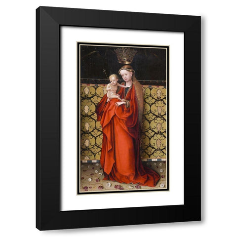The Virgin Crowned by Angels Black Modern Wood Framed Art Print with Double Matting by Lochner, Stefan