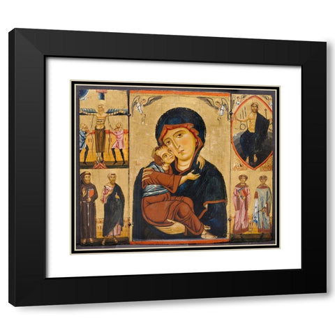 Virgin and Child with Saints Black Modern Wood Framed Art Print with Double Matting by Berlinghiero