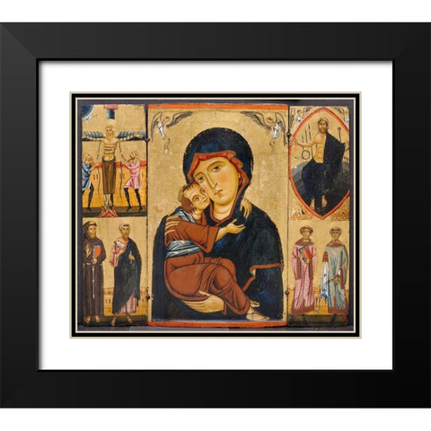 Virgin and Child with Saints Black Modern Wood Framed Art Print with Double Matting by Berlinghiero