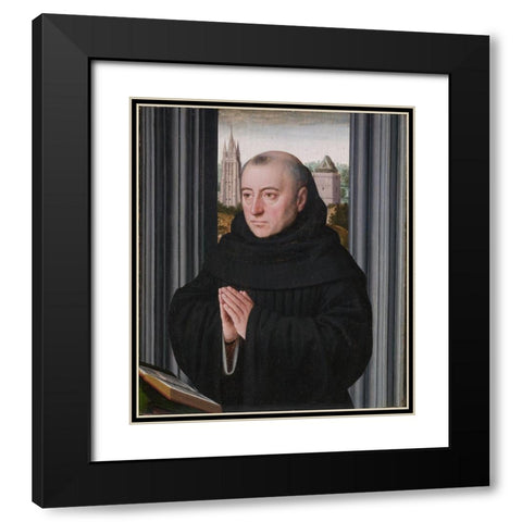 Portrait of a Monk Black Modern Wood Framed Art Print with Double Matting by David, circle ofÂ Gerard