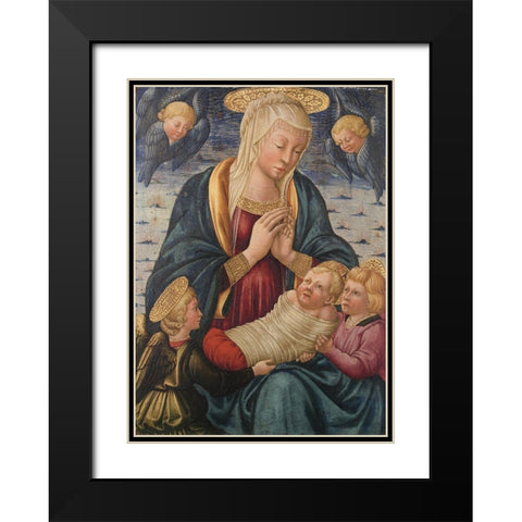 Virgin and Child with Angels Black Modern Wood Framed Art Print with Double Matting by Bicci, Neri de
