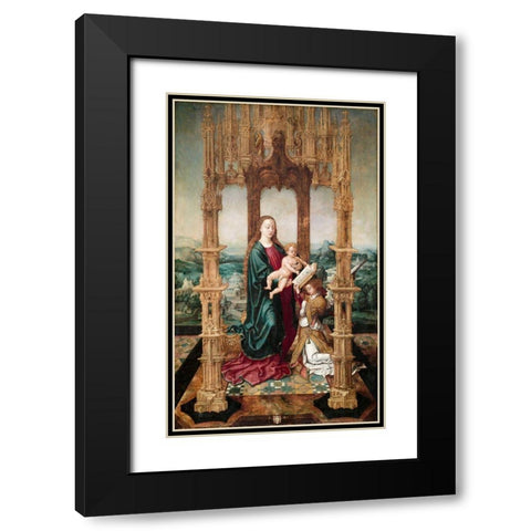 Virgin and Child under a Canopy Black Modern Wood Framed Art Print with Double Matting by Netherlands 16th Century
