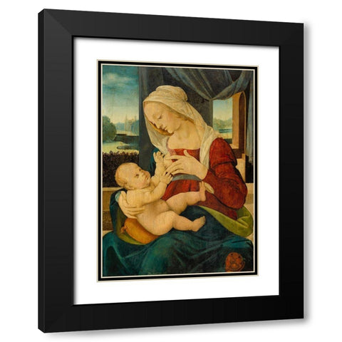 Virgin and Child Black Modern Wood Framed Art Print with Double Matting by di Credi, Lorenzo Follwer Of