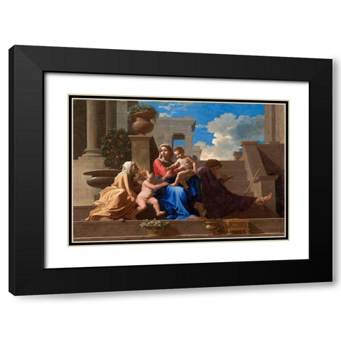 The Holy Family on the Steps Black Modern Wood Framed Art Print with Double Matting by Poussin, Nicolas