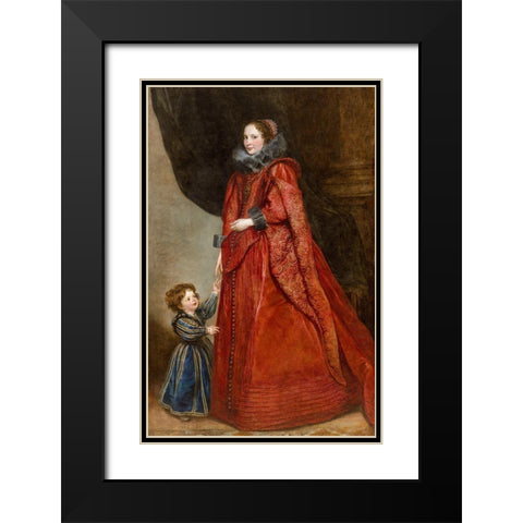 A Genoese Lady with Her Child Black Modern Wood Framed Art Print with Double Matting by Dyck, Anthony van