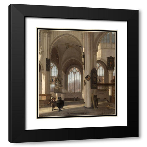 Interior of a Church Black Modern Wood Framed Art Print with Double Matting by Witte, Emanuel de