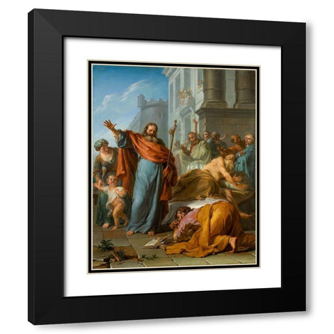 The Miracles of Saint James the Greater Black Modern Wood Framed Art Print with Double Matting by Coypel, Noel Nicolas