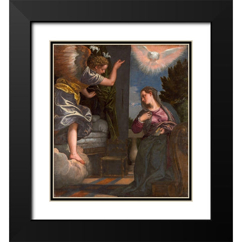The Annunciation Black Modern Wood Framed Art Print with Double Matting by VeroneseÂ , Paolo