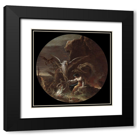 Scenes of Witchcraft Black Modern Wood Framed Art Print with Double Matting by Rosa, Salvator