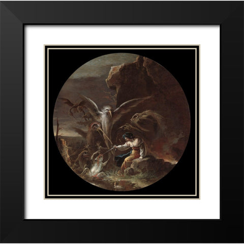 Scenes of Witchcraft Black Modern Wood Framed Art Print with Double Matting by Rosa, Salvator