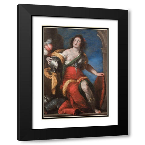 Allegorical Figure Black Modern Wood Framed Art Print with Double Matting by Strozzi, Bernardo