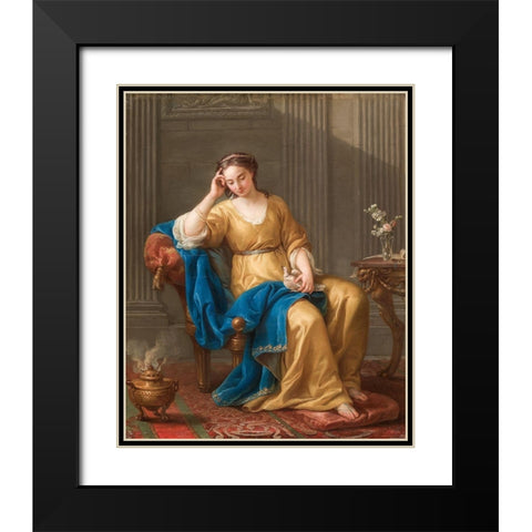 Sweet Melancholy Black Modern Wood Framed Art Print with Double Matting by Vien, Joseph-Marie